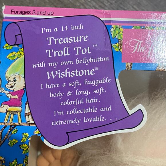 VTG 1991 ACE NOVELTY CO 14in Treasure Troll Tot Wishstone bellybutton Damage box - Picture 4 of 7